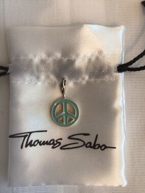 Thomas Sabo Turquoise Enamel and Sterling Silver Peace Sign Charm